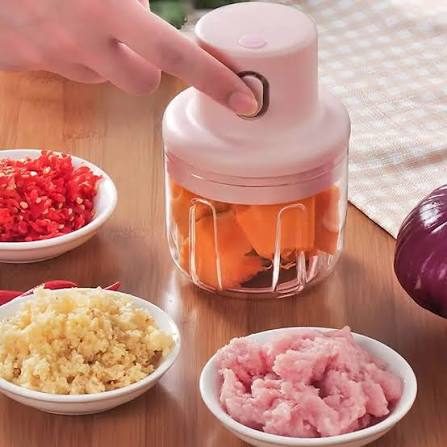 Wireless Portable Mini Electric Food Chopper - USB Rechargeable Chopper for Meat and Vegetables - 250ml Bowl with 3 Ultra Sharp Stainless Steel Blades - Effortless Chopping for Garlic, Onion, Chili, and Ginger - Food Processor and Kitchen Tool
