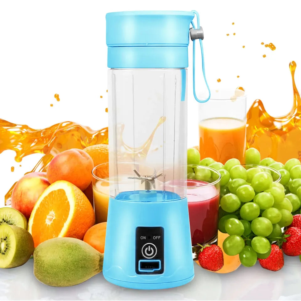 USB Rechargeable Juicer Blender 4 Blades Electric Blender Mini Portable Personal Size Juicer Cup USB Rechargeable Mixer 380ml Food Grade Water Bottle Portable Fruit Juicer Machine