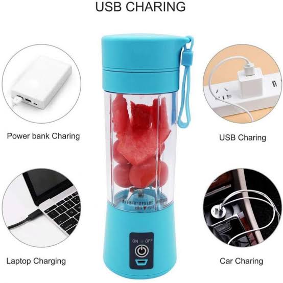 USB Rechargeable Juicer Blender 4 Blades Electric Blender Mini Portable Personal Size Juicer Cup USB Rechargeable Mixer 380ml Food Grade Water Bottle Portable Fruit Juicer Machine